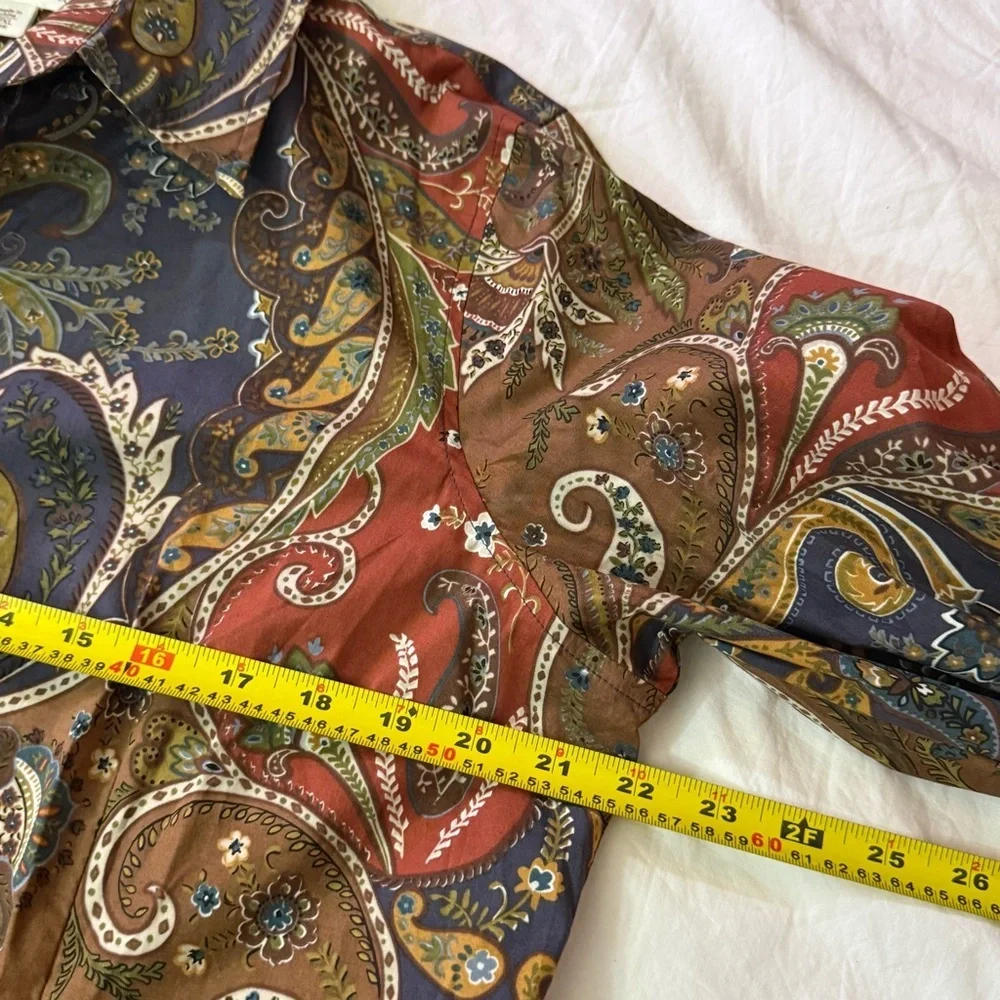 Coldwatercreek women’s Paisley Button-Up ling sleeves Shirt goblin core - Picture 5 of 7